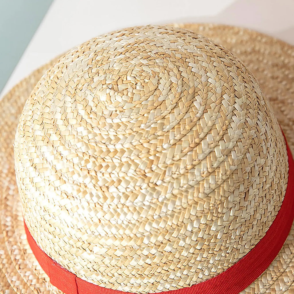 Anime Straw Hat Cosplay Costume Prop Yellow Woven Sun String Fans