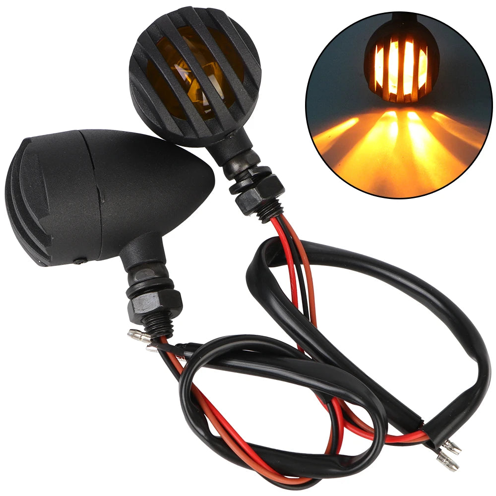 Metal Honda Suzuki Cafe Racer Flasher Halogen Turn Signal Retro Fence Zpaxo Yellow lens