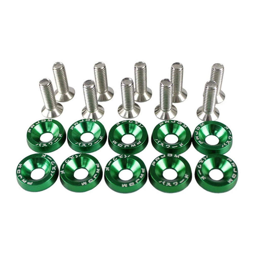 Accessaries Car Fasteners Engine Styling Fender M6 JDM Washer Zpaxo Green