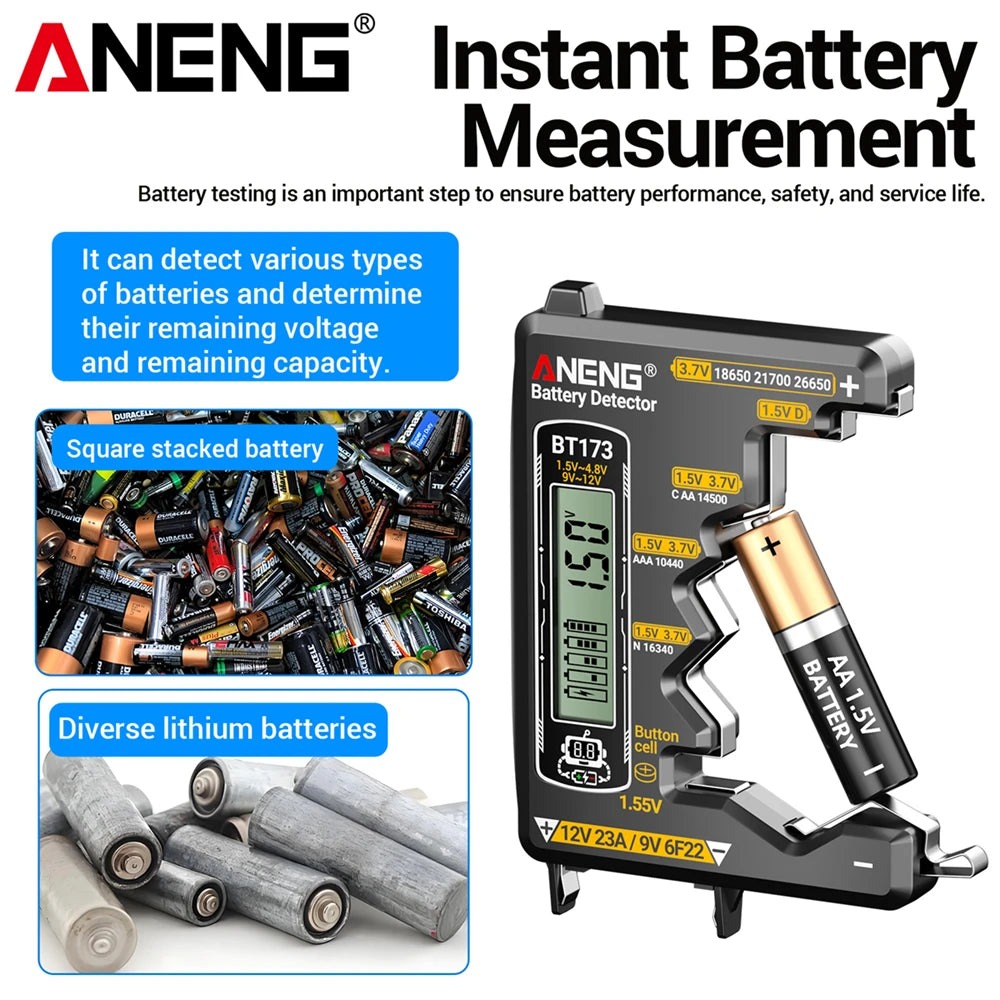 ANENG BT173 Battery Detector Test C D AA AAA N 9V Universal Tester