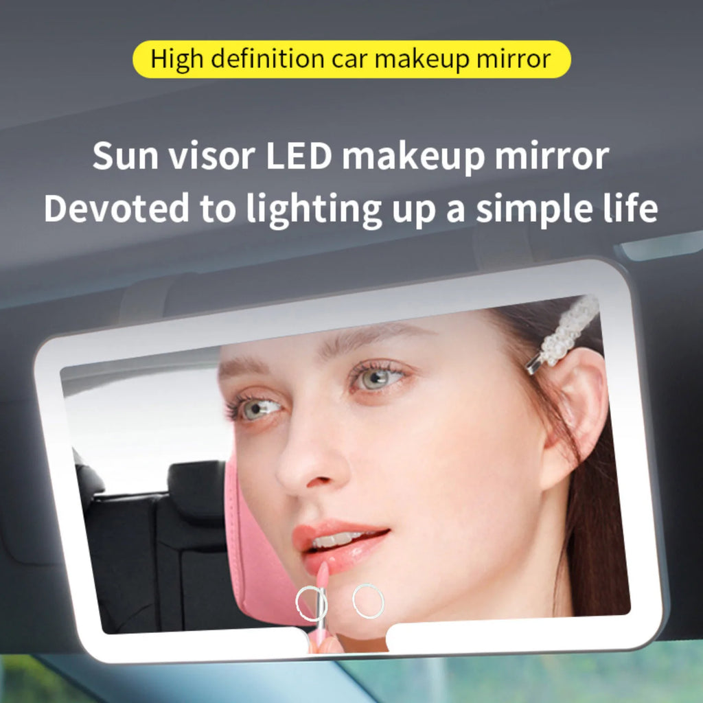 1Pc Vehicle Interior Mirrors Sun Visor Plate LED Vanity Makeup Mirror For Women Rechargeable Fill Light Universal Vanity Mirror