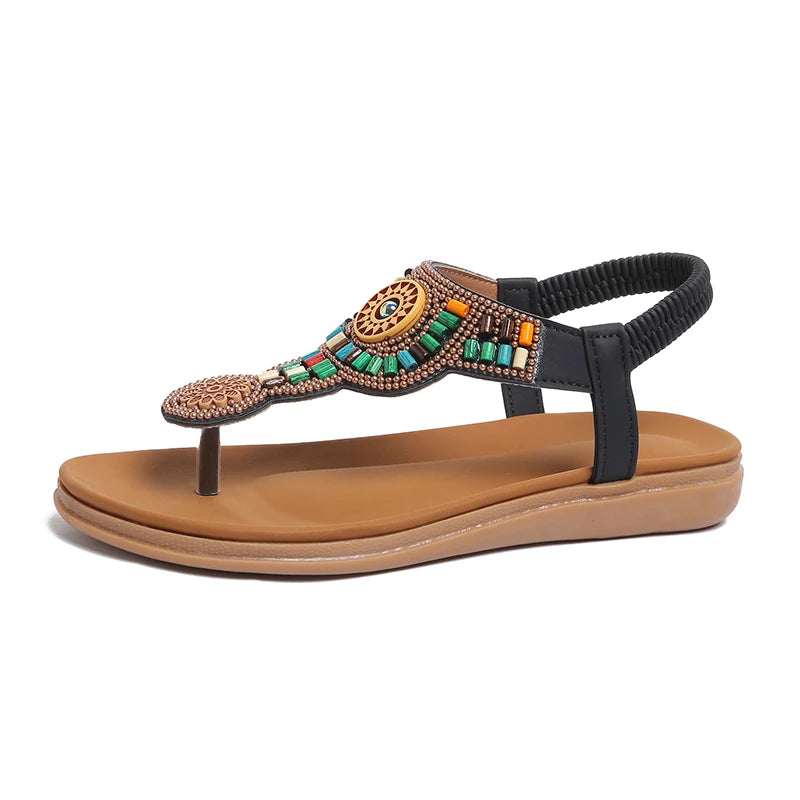 Women Sandals Anti Slip Flip Flops Bohemian Flat Clip Toe Gladiator Zpaxo black 41