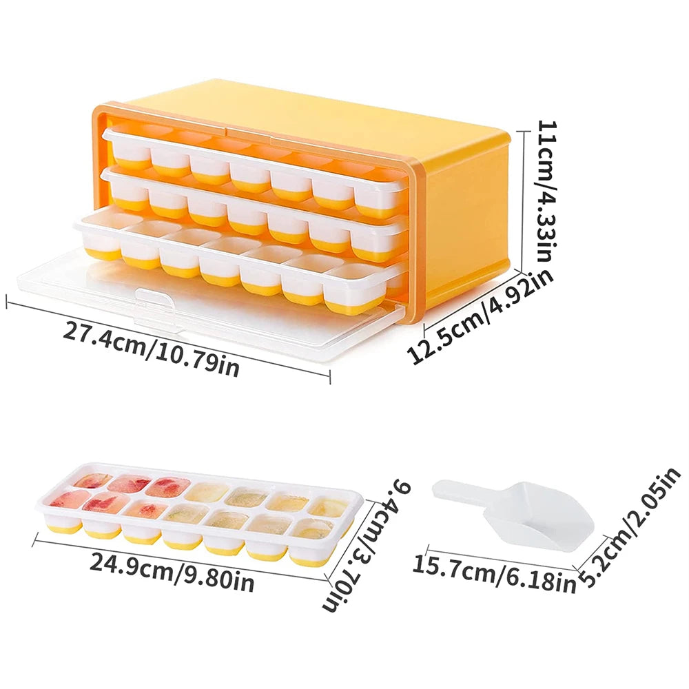 Ice Cube Tray with Bin Ice Bucket with Lid Ice Scoop Ice Maker Storage Box for Whiskey Juice Drink Home Bar Tool Zpaxo J230552