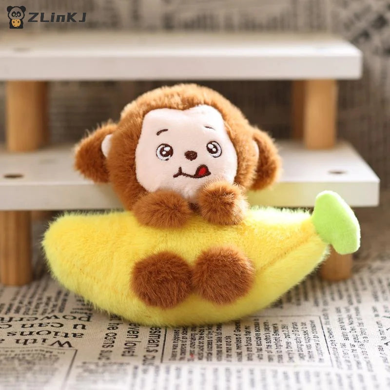 ▶1PCS 15cm Adorable Banana Monkey Keychain Charm Cute Monkey Plush Ornament Soft Bag Pendant For Boys Gifts Zpaxo