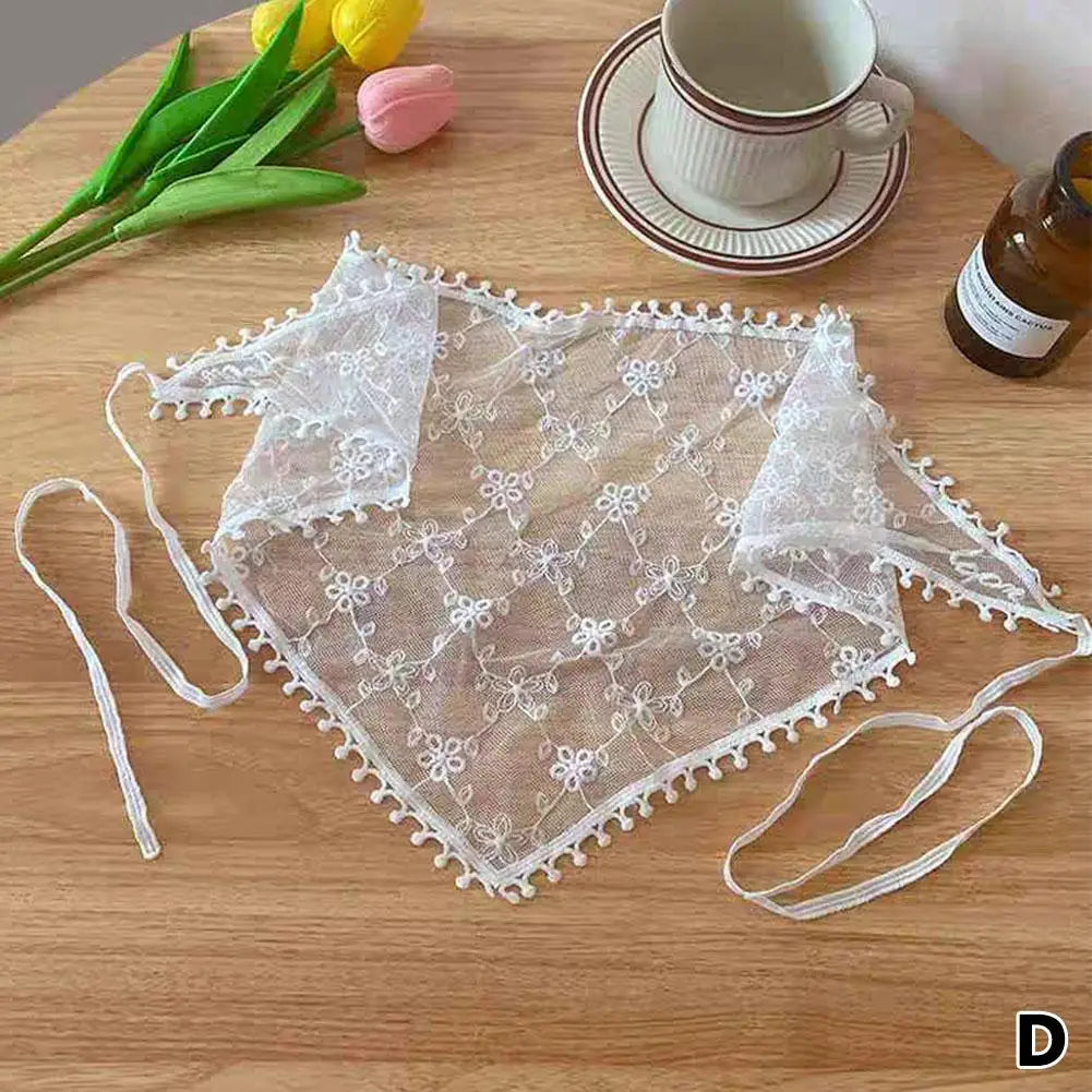 Retro Floral Lace Head Wrap Scarf | Women's Triangle Headscarf Lace Head Wrap Scarf Zpaxo D