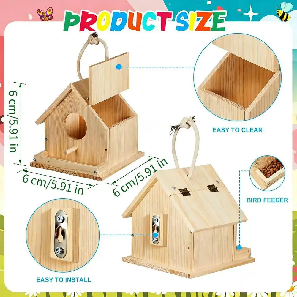 Bird House Paintable Wooden DIY Craft Unfinished Build Birdhouse