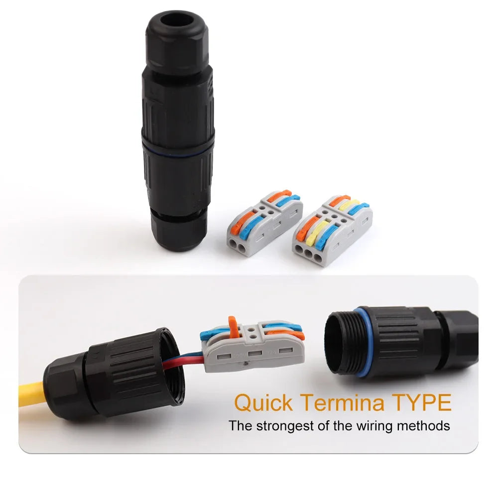 IP68 Waterproof Cable Connector Quick Connection 2 in 2 out 3 in 3 out 2/3 Pin Electrical Terminal Adapter Wire Connector Zpaxo