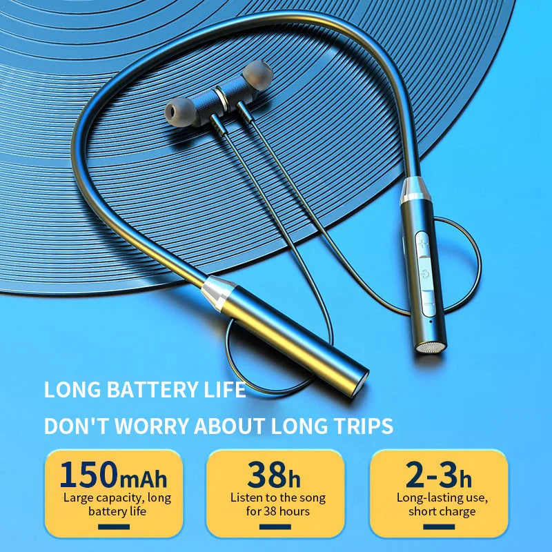 Bluetooth 5.0 Neckband Earphones HiFi Stereo Sports Headset Waterproof Magnetic Earbuds With Mic Neck-hanging Wireless Headphone Zpaxo