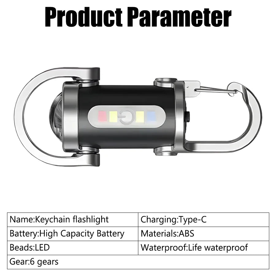 Mini LED COB Flashlight – USB Rechargeable Torch, 6 Modes