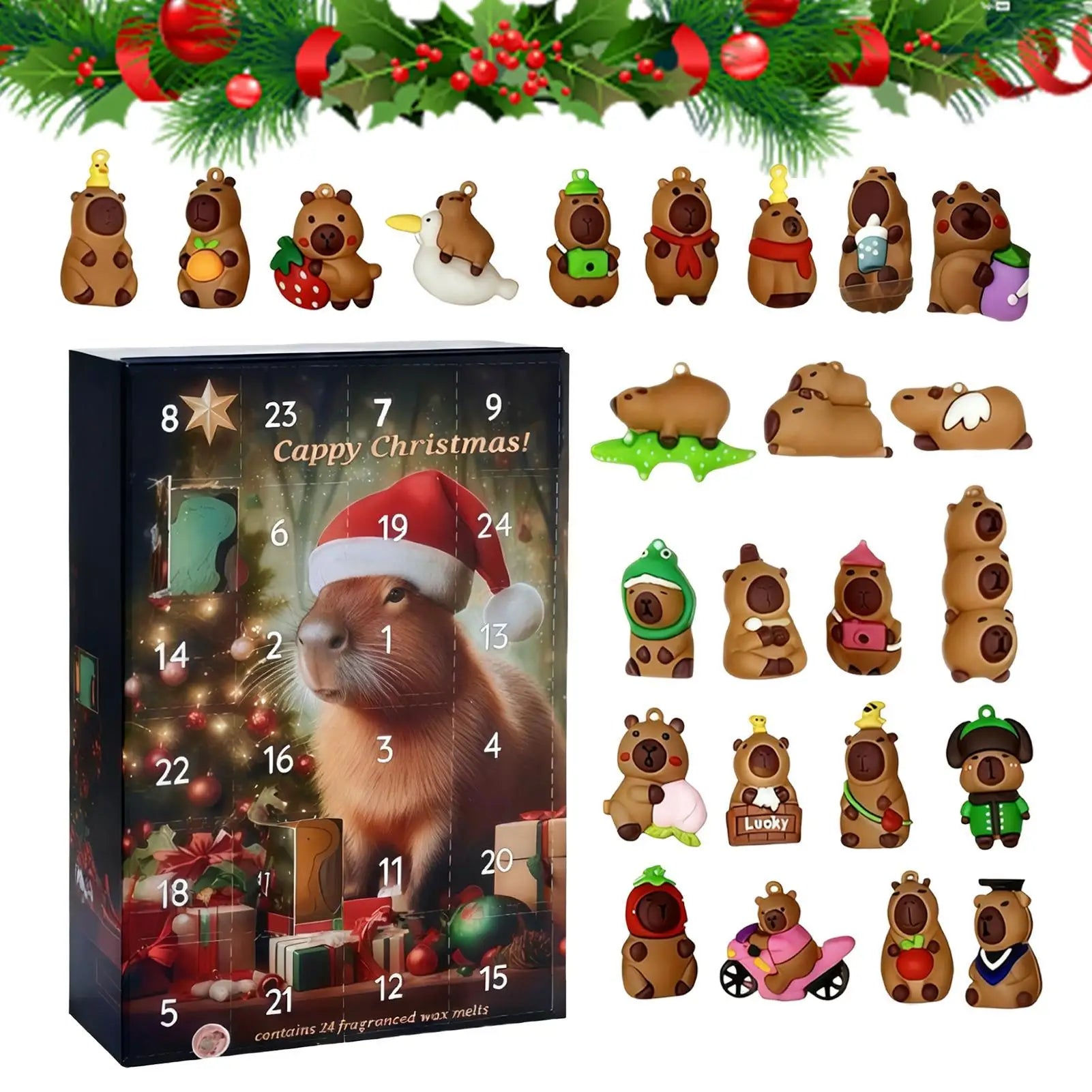 Capybara 3D Christmas Advent Calendar 24 Days Countdown Pendants Home