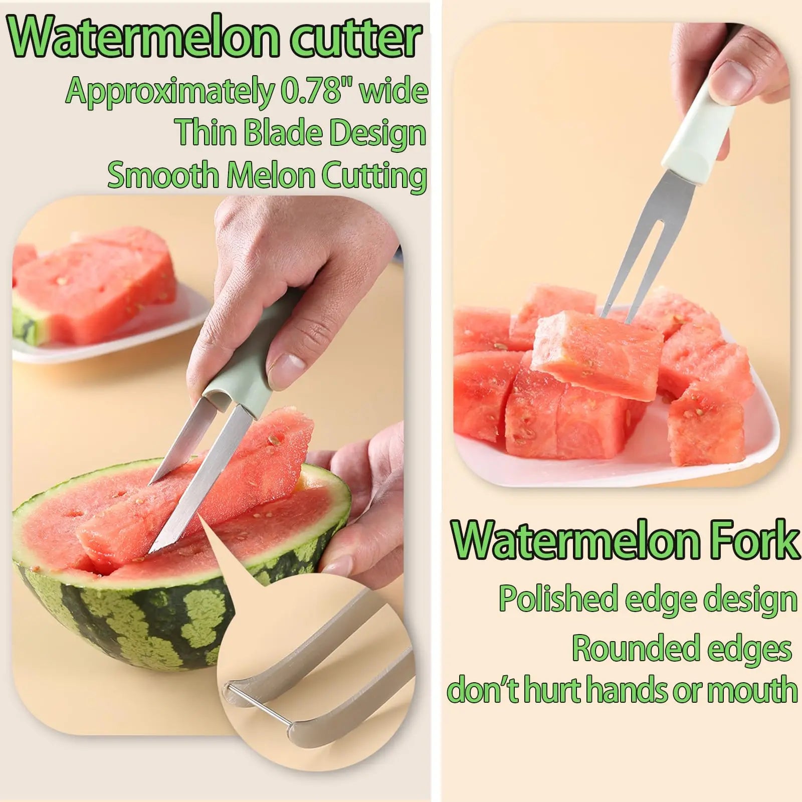 1 Watermelon Fork Slicer Cutter Stainless Steel Fruit Cutting Tool Zpaxo