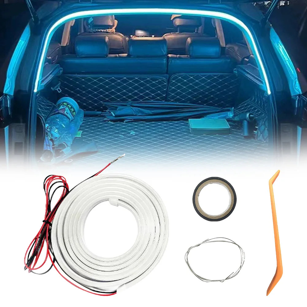 LED Car Trunk Light Strip 2 4M No Drilling Dynamic Flowing Ambient