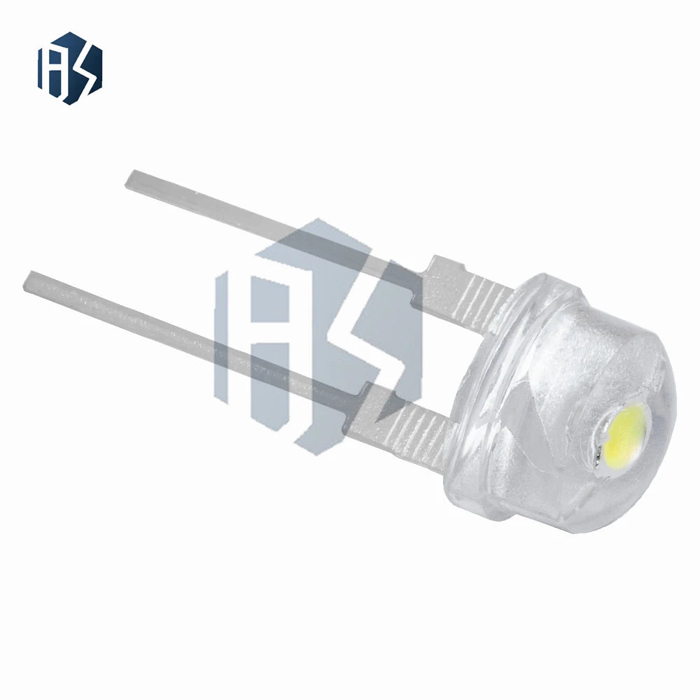 100Pcs 8mm F8 Straw Hat LED Diode, 0.5W 3.0-3.2V Super Bright White Wide-Angle Clear LED Zpaxo