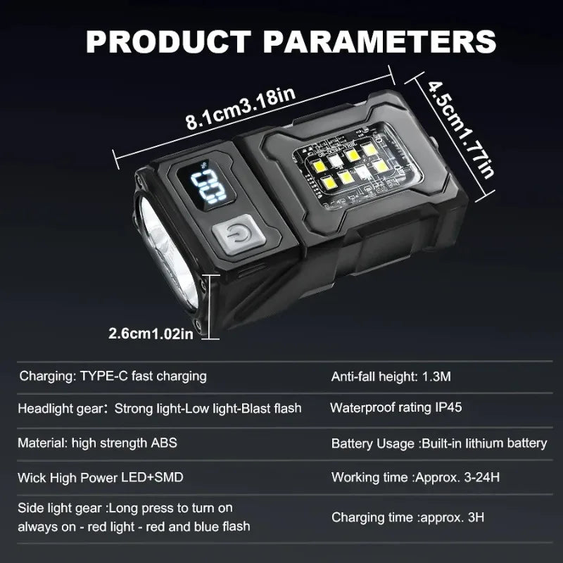 Mini Rechargeable LED Flashlight – 800LM Magnetic Clip Torch