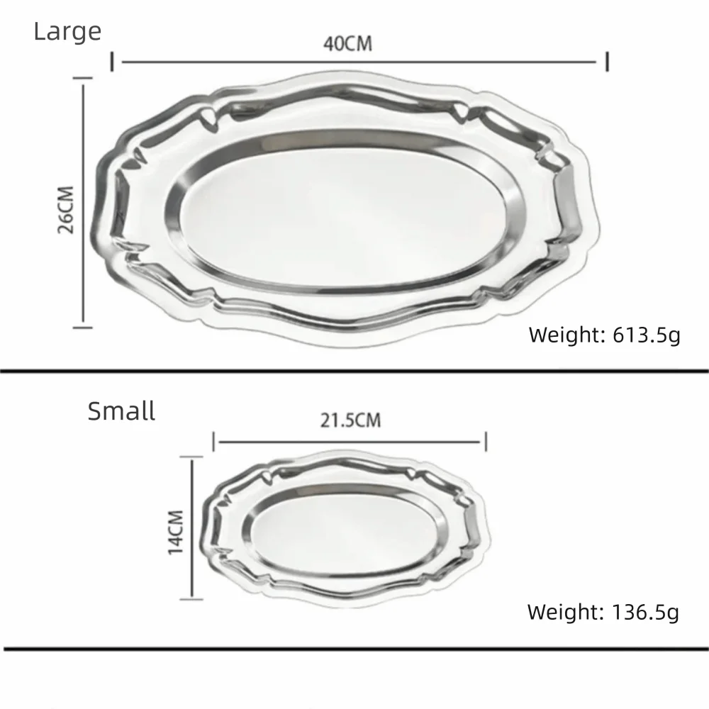 Mirror Stainless Steel Embossed Cake & Dessert Serving Tray Dessert Serving Tray Zpaxo