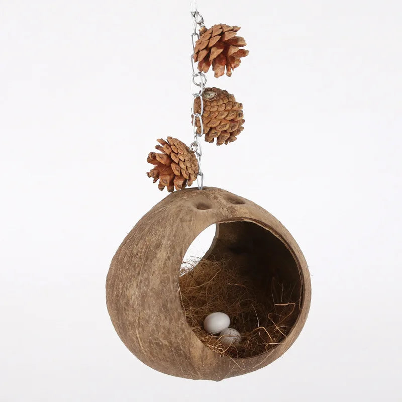 Hamster House Bite-resistant Natural Small Pet Coconut Cages Guinea-pig Hamster Hideout House Toy Wooden House Pet Supplies Zpaxo nest