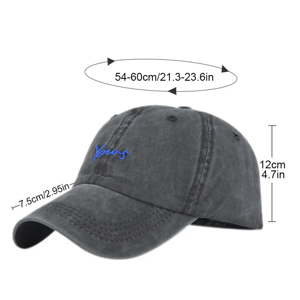 Washed Cotton Yours Letter Embroidered Cap Ripped Brim Hip Hop Distressed Baseball Cap Sunscreen Adjustable Sun Hat Zpaxo