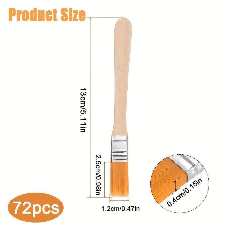 Nylon Art Paint Brush Set – 24/48/72 Wooden Handle Brushes