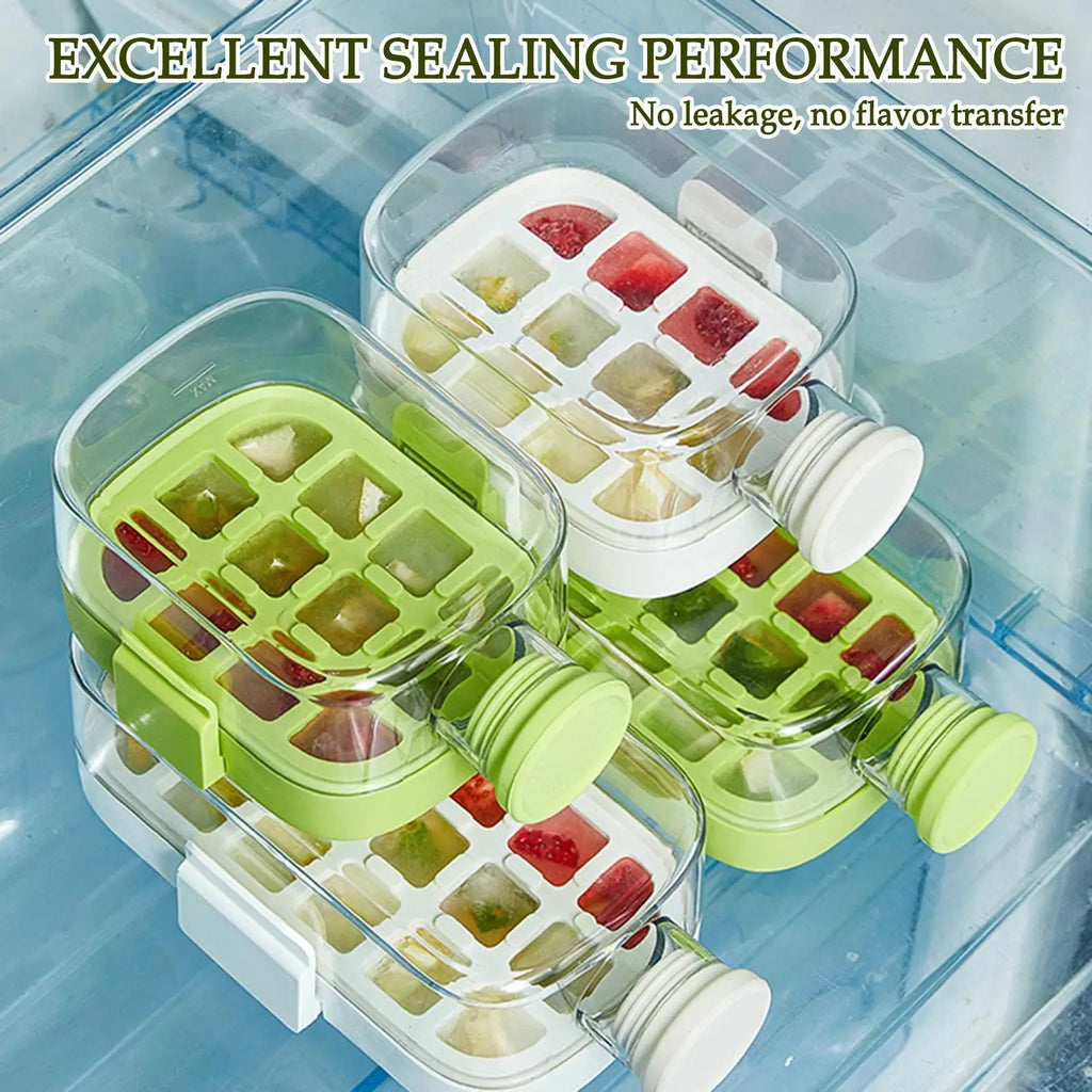 2-in-1 Ice Mold Bottle Press Cubes Maker Easy Release Tray Cup Straw