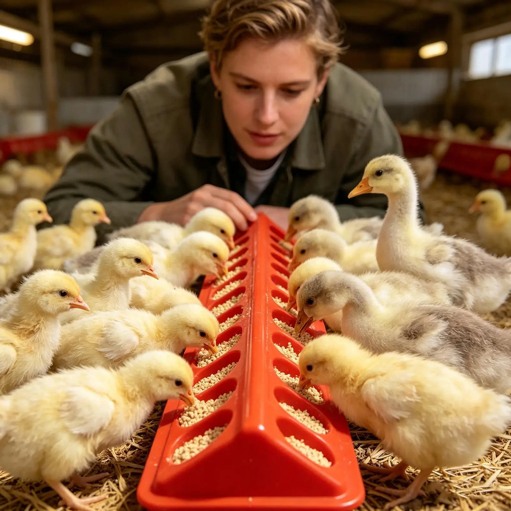 Multi-Hole Chick Brooder Feeding Trough, Anti-Waste Poultry Feeder for Chickens, Quails & Leghorns, Durable Farming Accessory Zpaxo