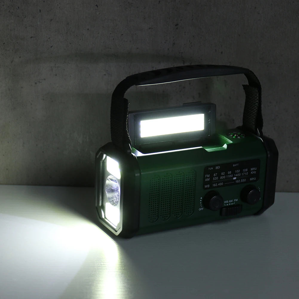 AM/FM/WB 10000mAh Weather Radio LED Emergency Power Bank Flashlight Portable Hand Crank Solar Radio SOS Alarm with Compass (US) Zpaxo
