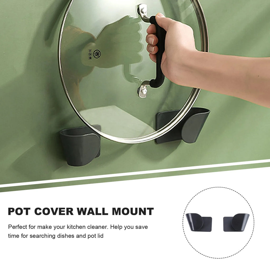5Pair Wall Mounted Pot Lid Storage Rack ABS Frosted Kitchen Holder