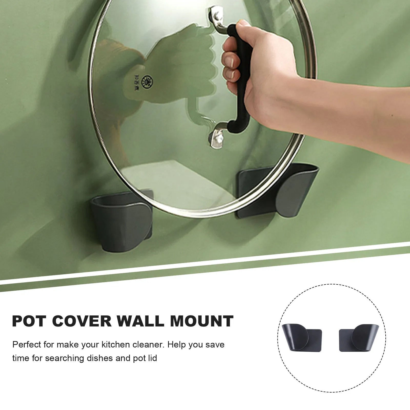 5Pair Wall Mounted Pot Lid Storage Rack ABS Frosted Kitchen Holder