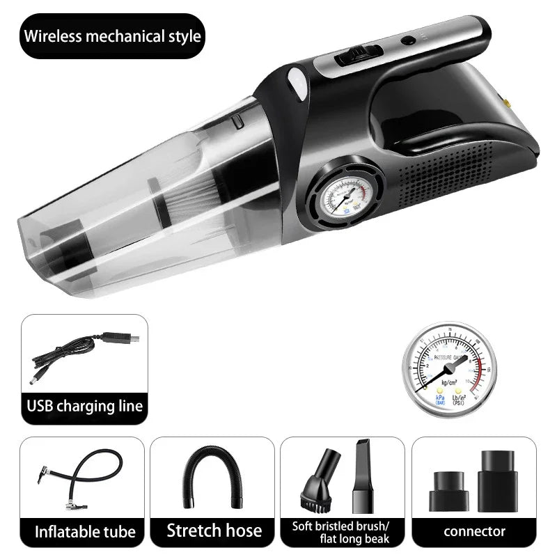 Car Mounted Vacuum Cleaner Car Inflation Pump Handheld High Suction Dry and Wet Dual purpose Four in One Vacuum Cleaner Zpaxo Wireless machinery
