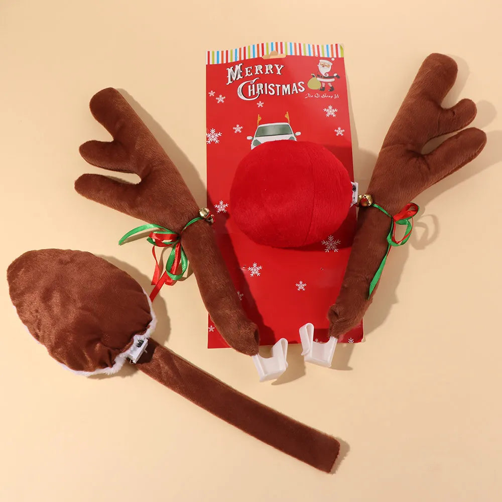 Creative Christmas Auto Exterior Decor Deer Horn Red Nose Cute Car Zpaxo