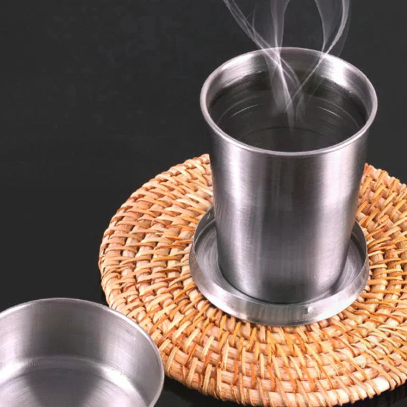 Stainless Steel Folding Cup Outdoor Travel Camping Portable Zpaxo