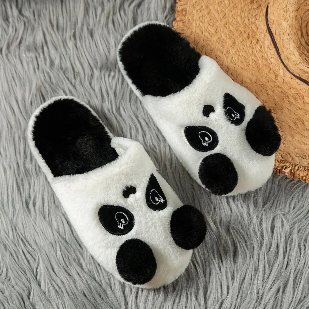 2025 Women's Cotton Slippers Winter Cartoon Panda Plush Indoor Anti