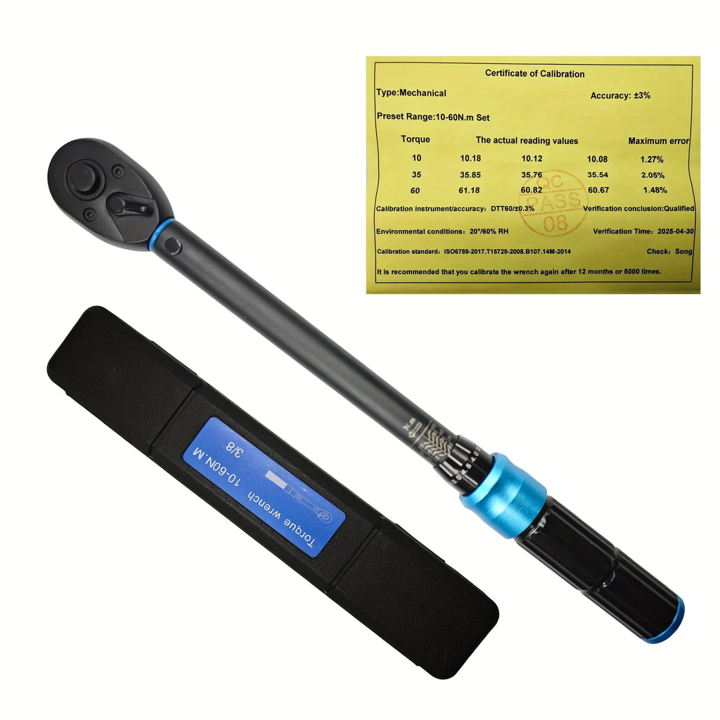 3/8" Drive 72-Tooth Click Torque Wrench - 10-60 Nm (7.37-44.27 ft-lb) Dual-Direction Adjustable for Automotive, Bicycle Zpaxo