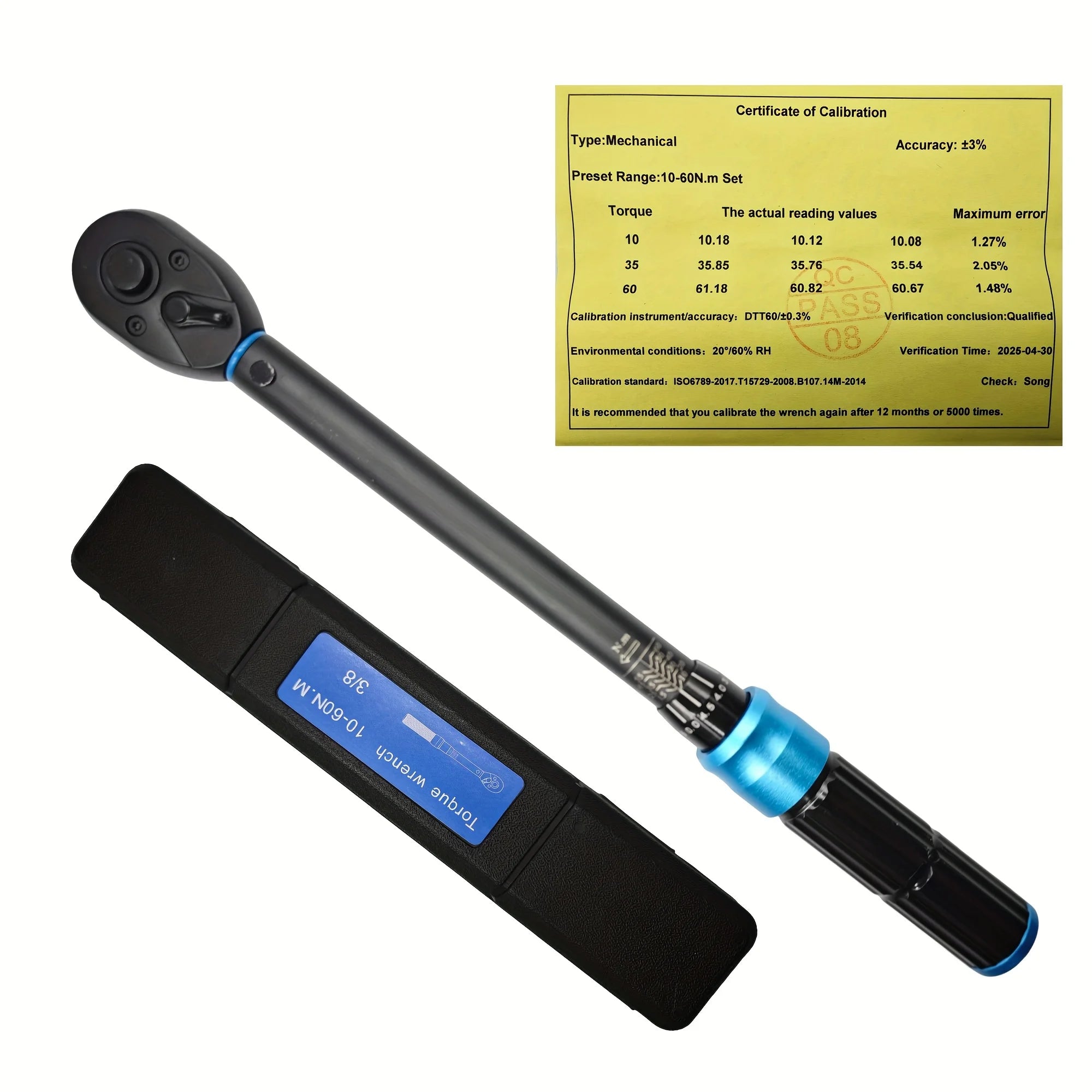 3/8" Drive 72-Tooth Click Torque Wrench - 10-60 Nm (7.37-44.27 ft-lb) Dual-Direction Adjustable for Automotive, Bicycle Zpaxo