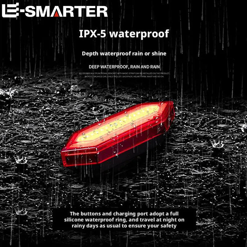 USB Rechargeable Waterproof LED Bike Tail Light – IPX5 Safety