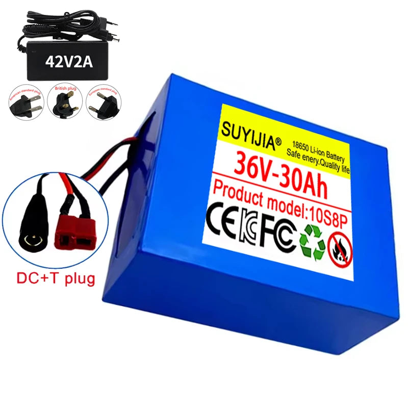 18650 Lithium Battery Pack 36V 30Ah 10S8P ,1500W Built-in BMS, Uitable for Scooters, Bicycles, Various Modes of Transportation Zpaxo DC-T