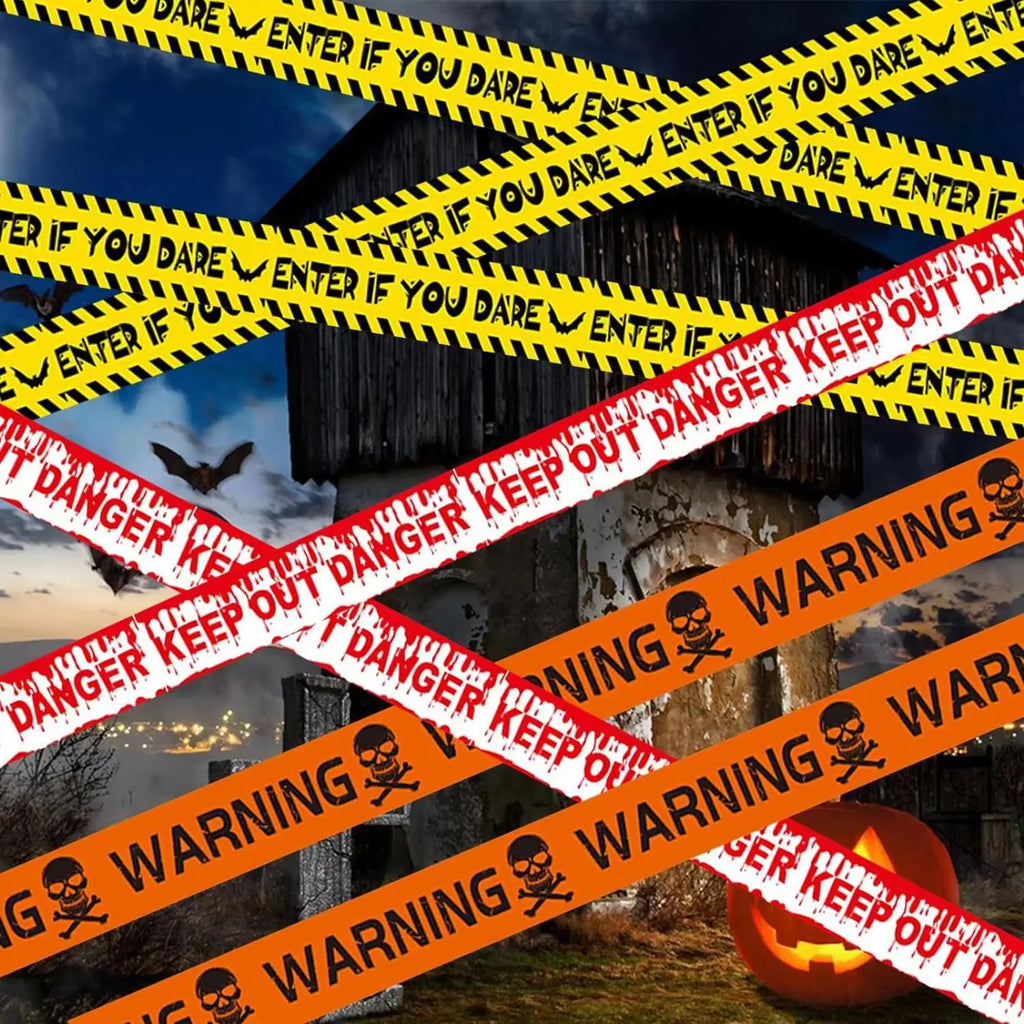 Halloween Warning Caution Tape Fake Blood Splatter Danger Barrier