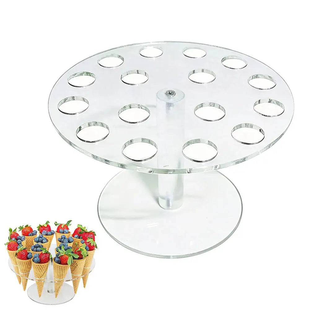16-Hole Acrylic Ice Cream Cone Holder & Dessert Display Stand Dessert Display Stand Zpaxo Transparent