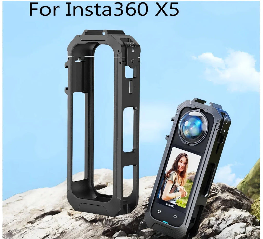 PC Cage Frame for Insta360 X5 – Cold Shoe & Quick Release Camera Cage Frame Zpaxo