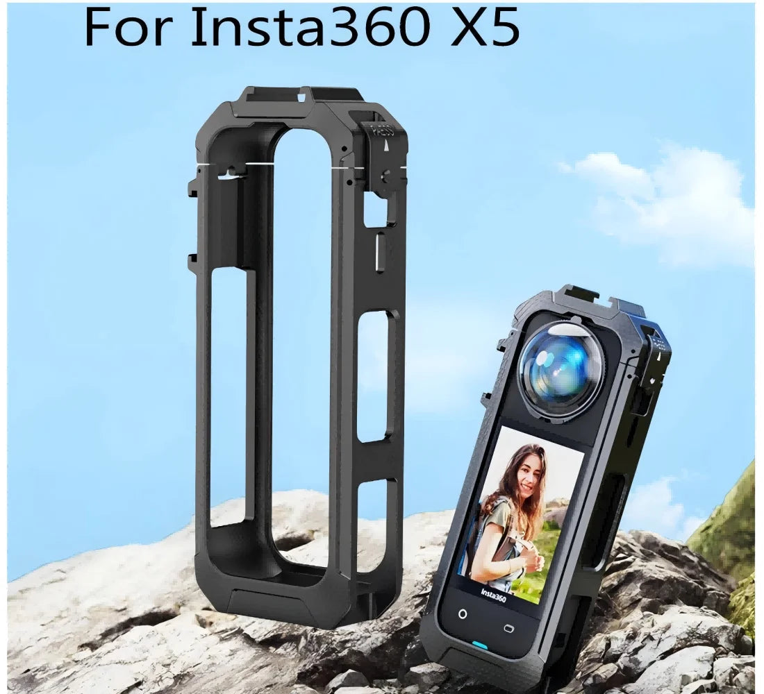PC Cage Frame for Insta360 X5 – Cold Shoe & Quick Release Camera Cage Frame Zpaxo