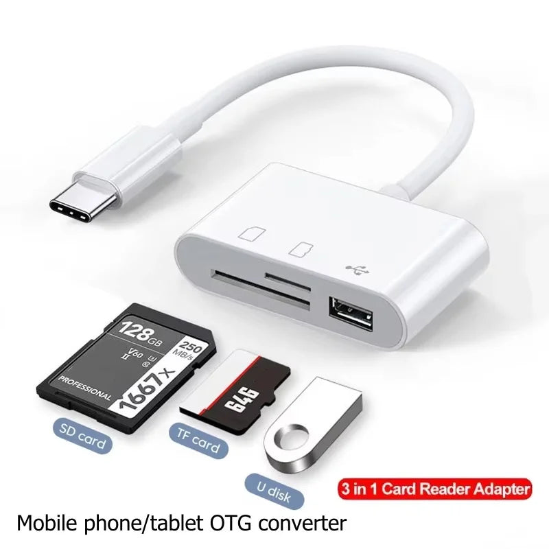 1 Card Reader Type-c Adapter TF SD Memory OTG USB C Connector Iphone Zpaxo