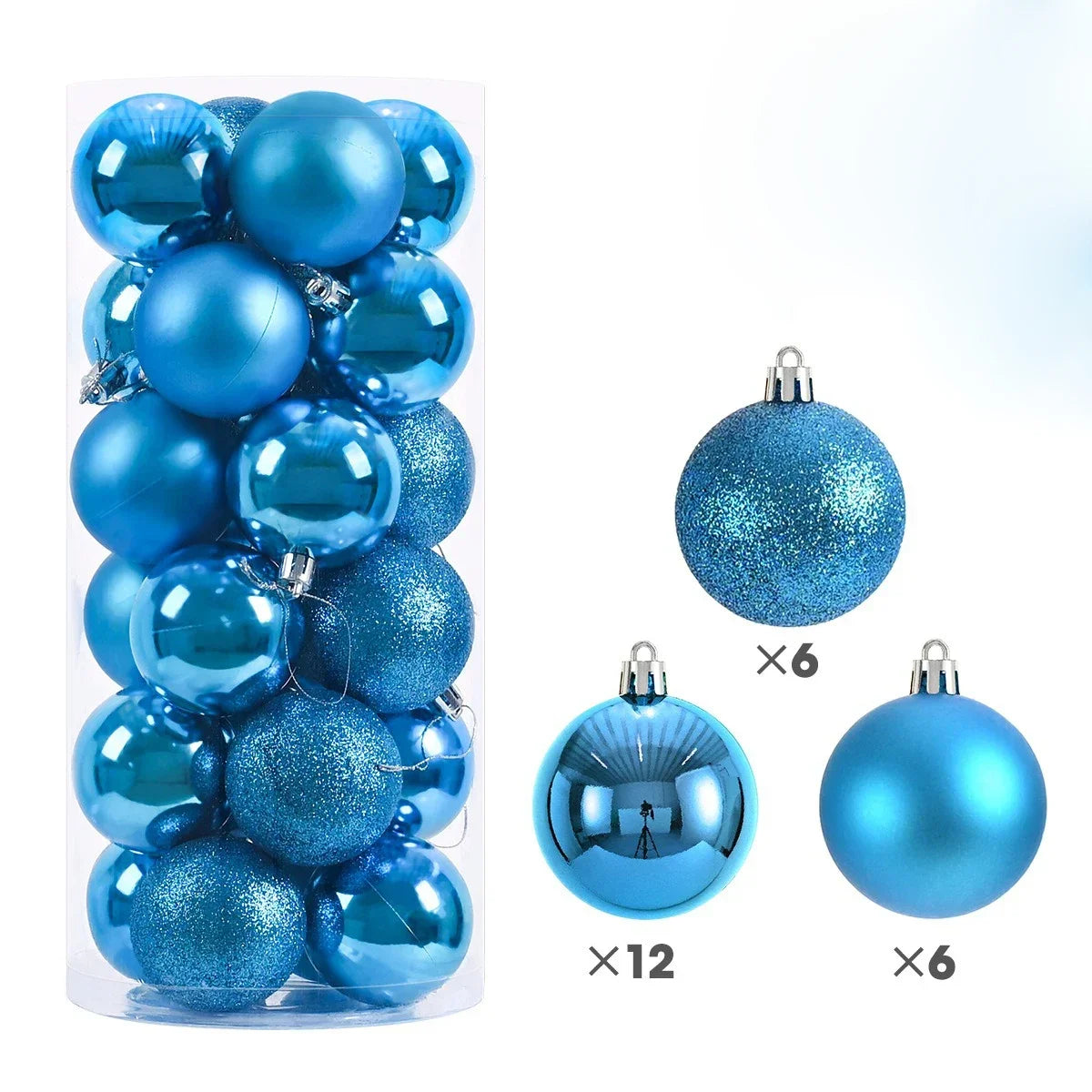 24-Pack Christmas Ball Ornaments – 3cm 4cm 6cm Tree Baubles Christmas Ornaments Zpaxo Blue 4CM