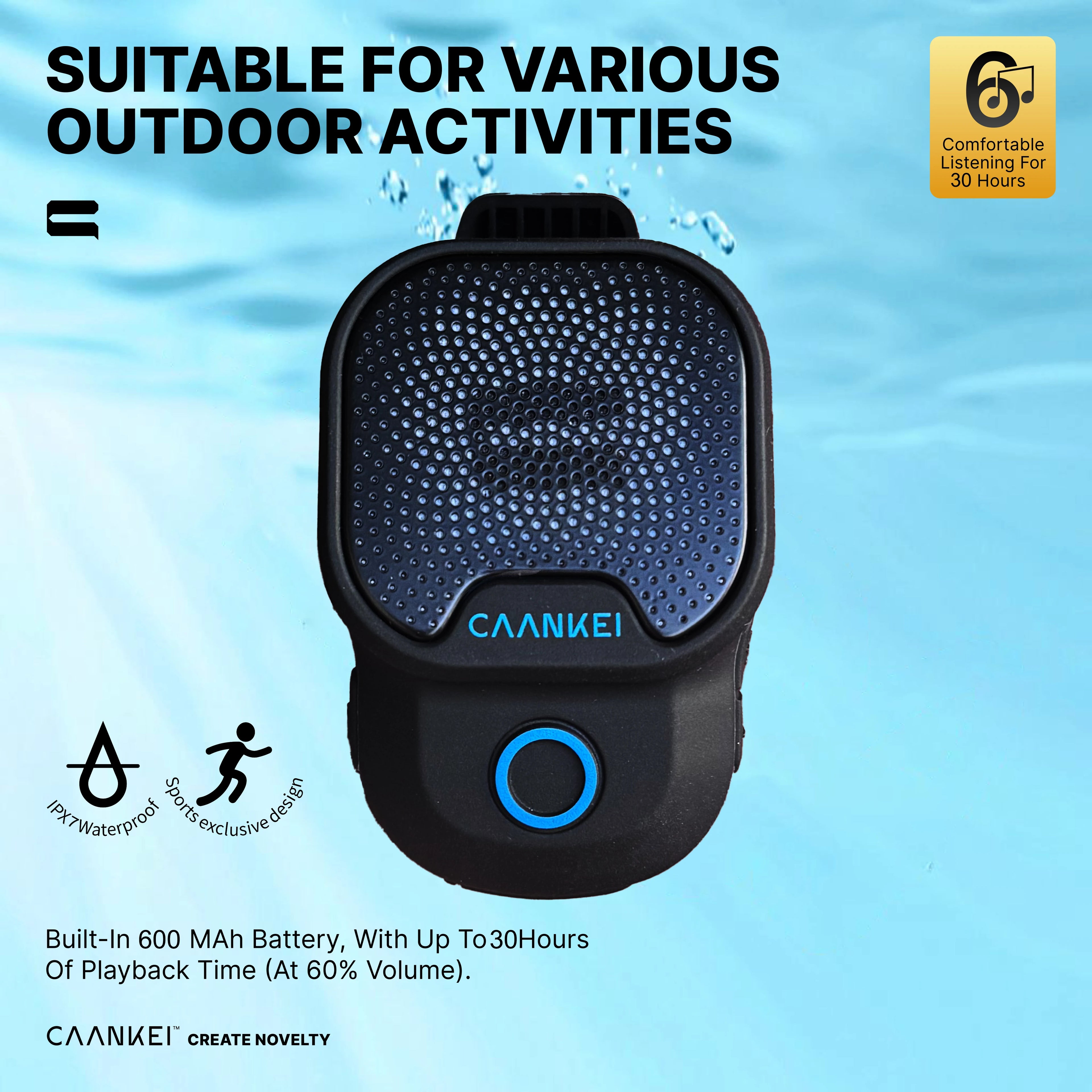 Wearable Outdoor Bluetooth Speaker IPX7 Waterproof Portable Sport Zpaxo