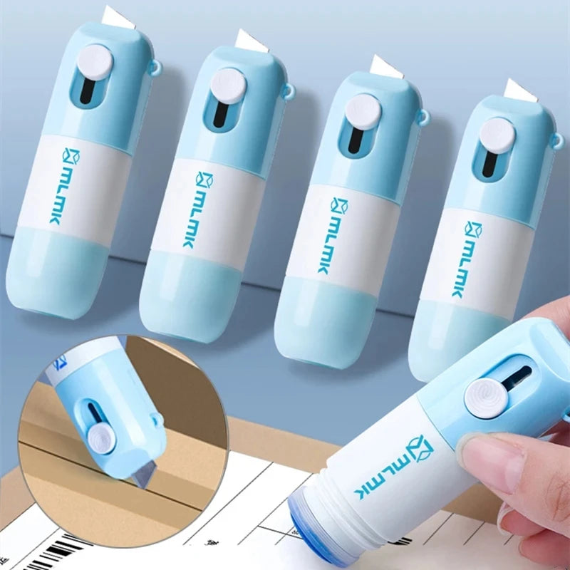 Retractable Box Opener Thermal Paper Easer Mail Opener 2 in 1 Correction Fluid with Knife Information Privacy Protector Eraser Zpaxo