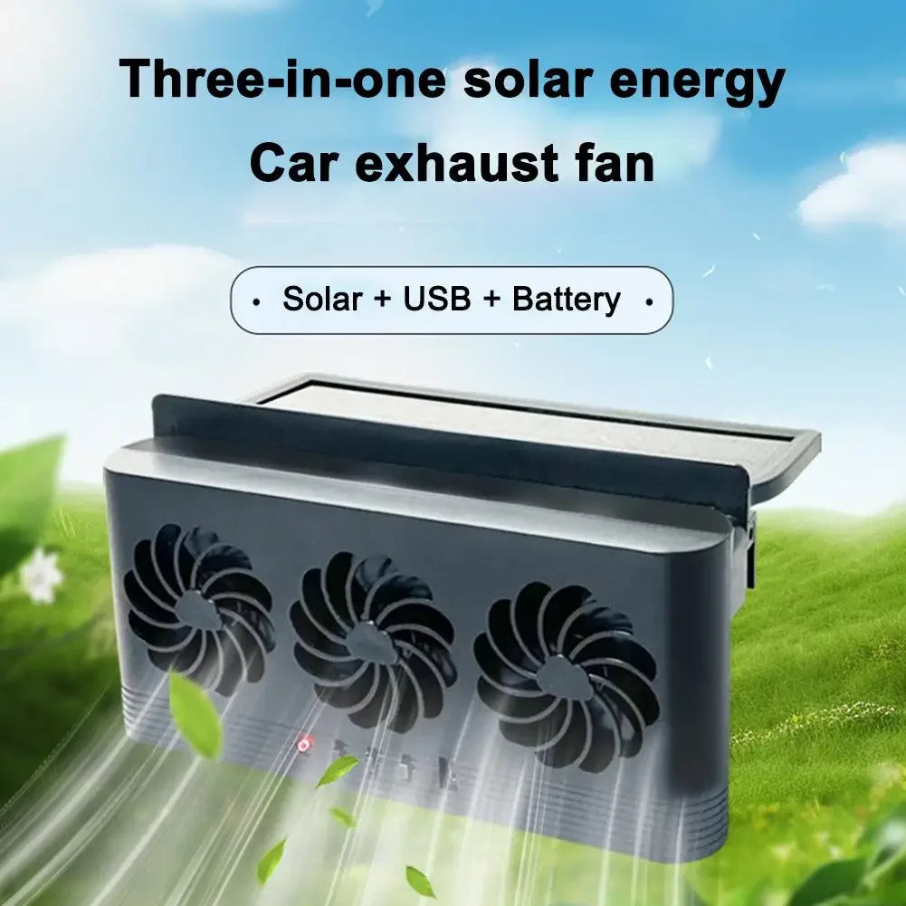 Solar Powered Car Fan USB Charging Window Ventilation Exhaust Cooler Zpaxo