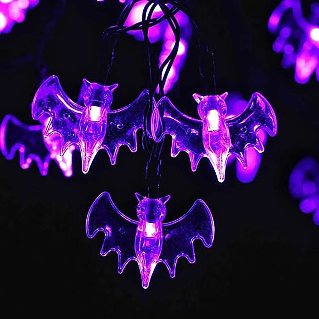1 Solar LED Large Purple Bat String Light 8 Modes Outdoor Waterproof Zpaxo