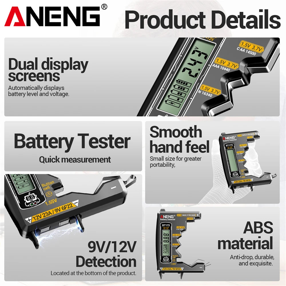 ANENG BT173 Battery Health Tester Mini Universal Lithium Batteries