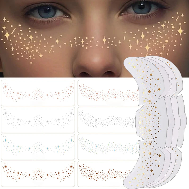 Stamping Freckles Makeup Patches Metallic Golden Silver Fake Zpaxo