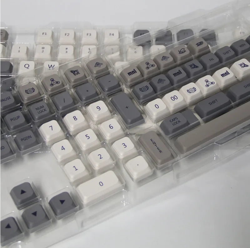 XDA Profile 133 PBT Keycap DYE-SUB Personalized Minimalist White Gray Zpaxo