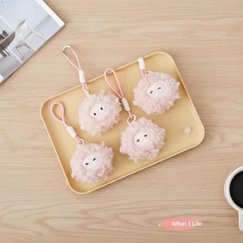 Adorable Soft Toy Curly Sheep Keychain Perfect Bag Pendant Birthday Zpaxo