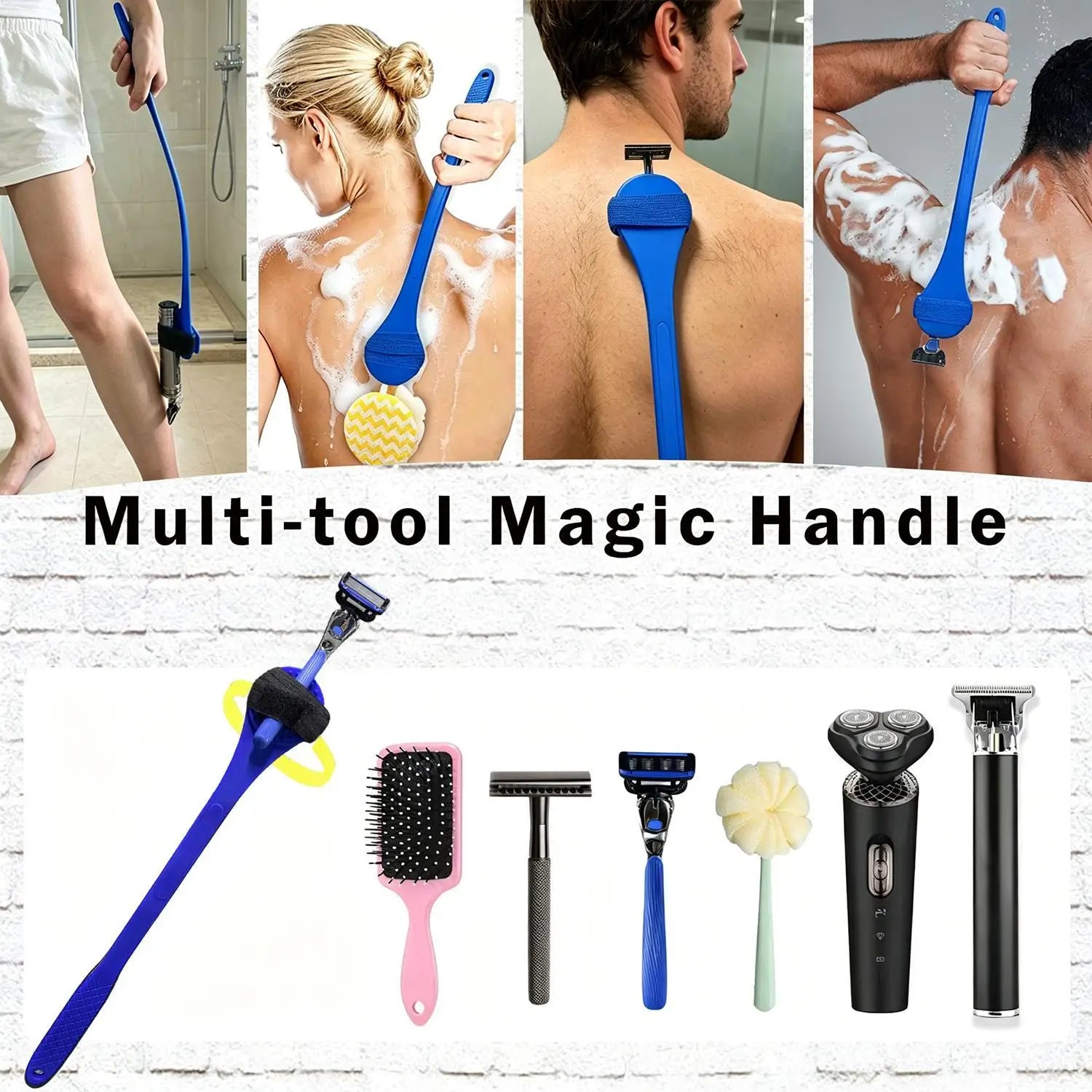 Multi-Function Handle Bandage for Shaver Hair Brush Lotion Applicator Back Hair Shaver Body Shaver Versatile Accessory Zpaxo